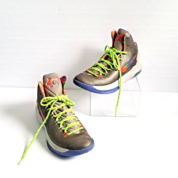 NIKE Zoom KD V Energy Splatter Gray Colorway Sneakers Sz 8 Lace Up High Top - Picture 1 of 14